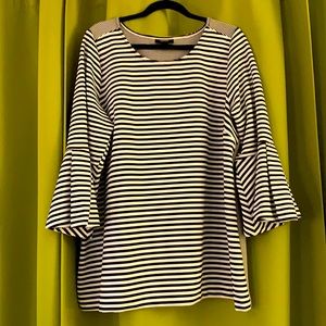 Alfani Black and White striped bell sleeve top